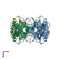 PDB entry 2z3i coloured by chain, top view.