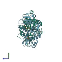 PDB entry 2z3n coloured by chain, side view.