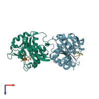 PDB entry 2z3n coloured by chain, top view.