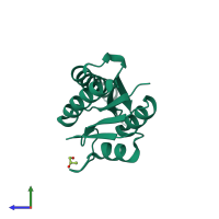 PDB entry 2z3v coloured by chain, side view.