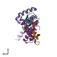 PDB entry 2z3x coloured by chain, side view.