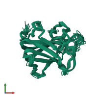PDB entry 2z4f coloured by chain, ensemble of 20 models, front view.