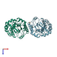 PDB entry 2z4g coloured by chain, top view.