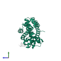 PDB 2z4j contains 1 copy of Androgen receptor in assembly 1. This protein is highlighted and viewed from the side.
