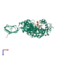 PDB entry 2z4t coloured by chain, top view.