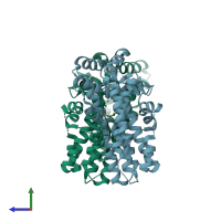 PDB entry 2z4x coloured by chain, side view.