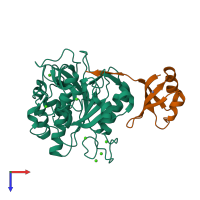 PDB entry 2z56 coloured by chain, top view.