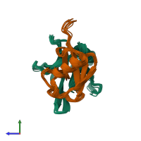 PDB entry 2z59 coloured by chain, ensemble of 10 models, side view.