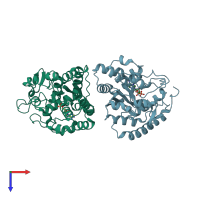 PDB entry 2z5f coloured by chain, top view.