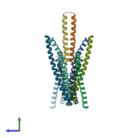 PDB entry 2z5i coloured by chain, side view.