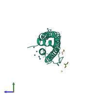 PDB entry 2z5q coloured by chain, side view.