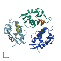 PDB entry 2z5t coloured by chain, front view.