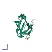 PDB entry 2z5w coloured by chain, side view.