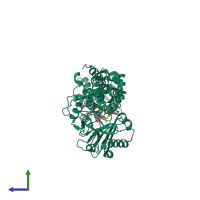 PDB entry 2z5y coloured by chain, side view.