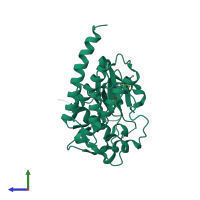 PDB entry 2z60 coloured by chain, side view.