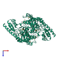 Homo dimeric assembly 2 of PDB entry 2z67 coloured by chemically distinct molecules, top view.