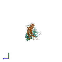 PDB entry 2z6b coloured by chain, side view.