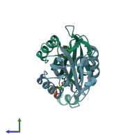 PDB entry 2z6c coloured by chain, side view.