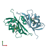 PDB entry 2z6d coloured by chain, front view.