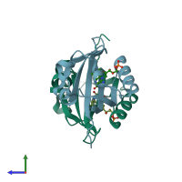 PDB entry 2z6d coloured by chain, side view.