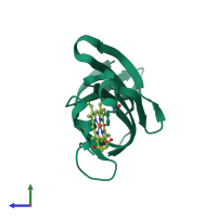 PDB entry 2z6f coloured by chain, side view.