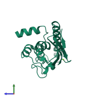 PDB entry 2z6o coloured by chain, side view.