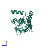 PDB entry 2z6p coloured by chain, side view.