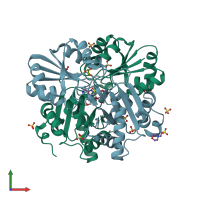 PDB entry 2z6r coloured by chain, front view.