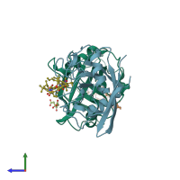 PDB entry 2z6w coloured by chain, side view.