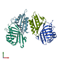 PDB entry 2z7a coloured by chain, front view.