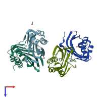 PDB entry 2z7a coloured by chain, top view.