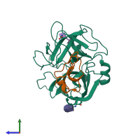 PDB entry 2z7f coloured by chain, side view.