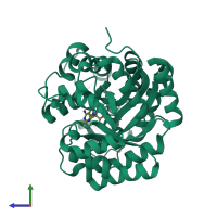 PDB entry 2z7g coloured by chain, side view.