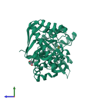 PDB entry 2z7k coloured by chain, side view.