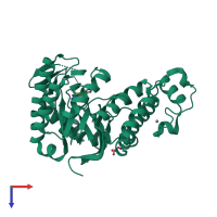 PDB entry 2z7k coloured by chain, top view.