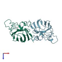 PDB entry 2z7z coloured by chain, top view.