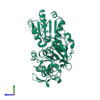 PDB entry 2z83 coloured by chain, side view.