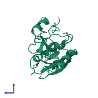 PDB entry 2z84 coloured by chain, side view.