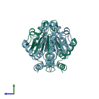PDB entry 2z8m coloured by chain, side view.