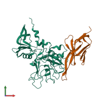 Hetero dimeric assembly 1 of PDB entry 2z8w coloured by chemically distinct molecules, front view.