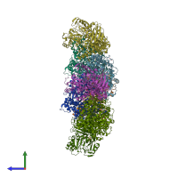 PDB entry 2z8y coloured by chain, side view.