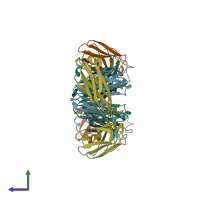 PDB entry 2z91 coloured by chain, side view.