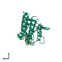 PDB entry 2z98 coloured by chain, side view.