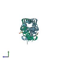 PDB entry 2z9a coloured by chain, side view.