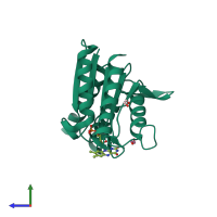 PDB entry 2z9b coloured by chain, side view.