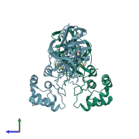 PDB entry 2z9j coloured by chain, side view.