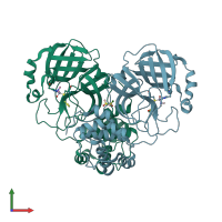 PDB entry 2z9k coloured by chain, front view.