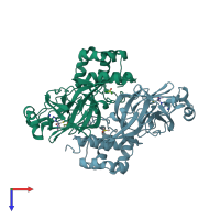 PDB entry 2z9k coloured by chain, top view.
