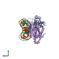 PDB entry 2z9o coloured by chain, side view.