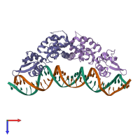 PDB entry 2z9o coloured by chain, top view.